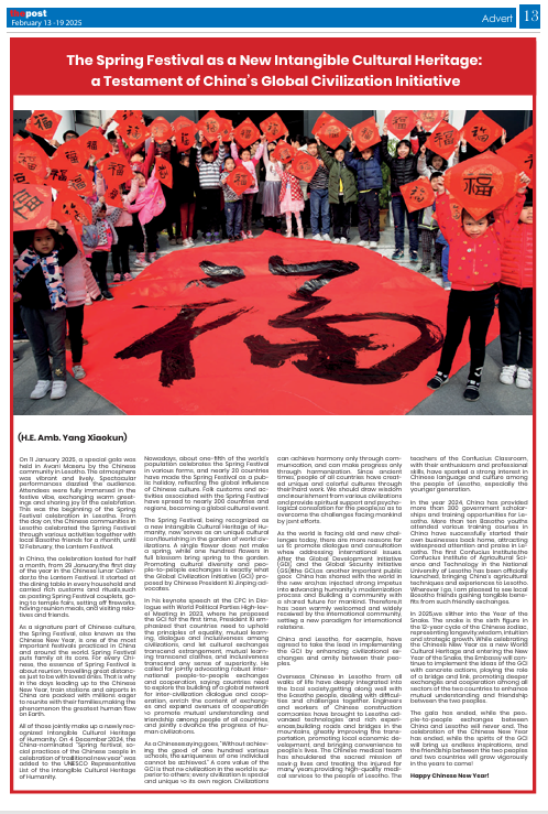 An Article by Chinese Ambassador Yang Xiaokun Titled “The Spring ...